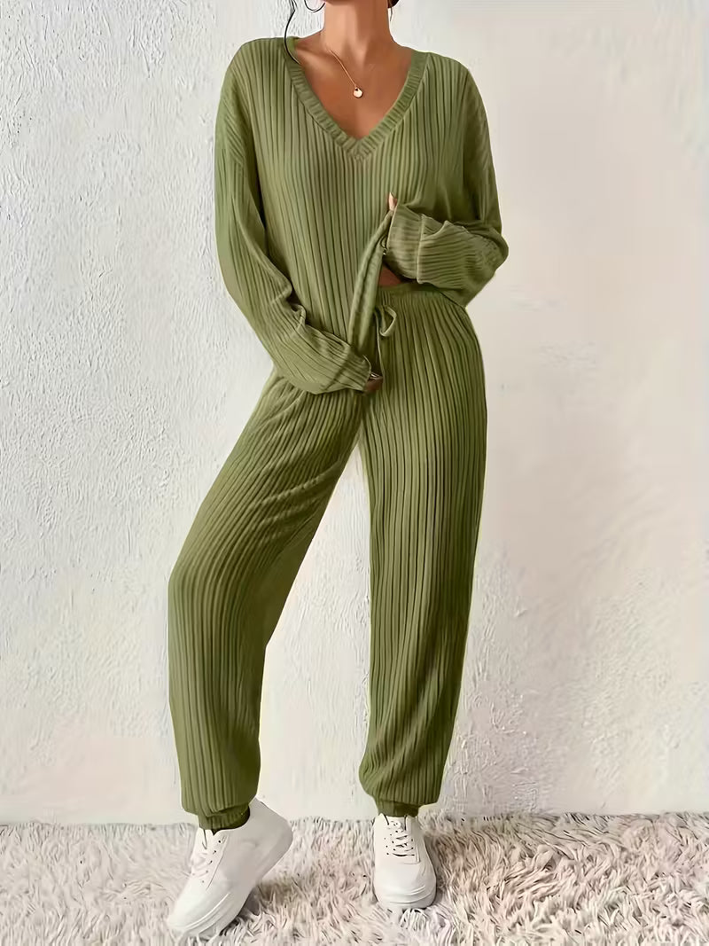Anja | Women's Relaxed Cozy V-Neck Two-Piece Set