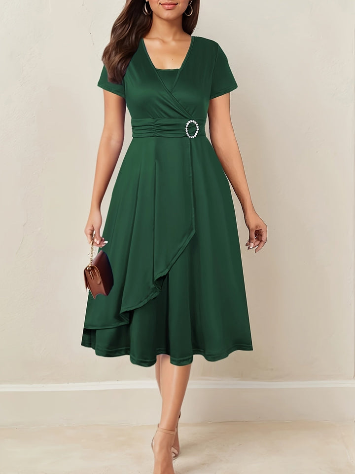 Hilda | Women's Elegant Rhinestone V-Neck Evening Maxi Dress