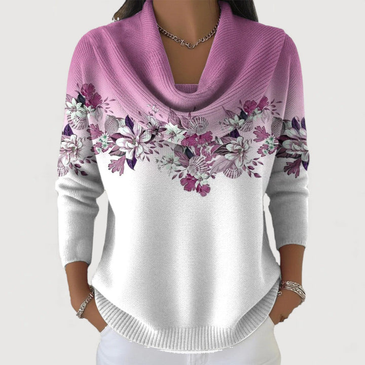 Alora | Women's Floral Print Cowl Neck Jumper
