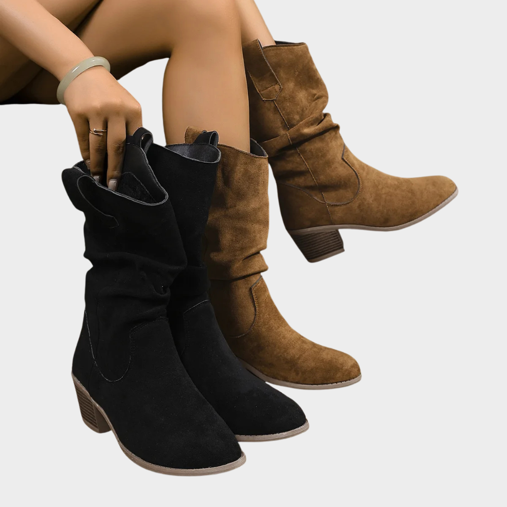 Jade | Women's Cushioned Slip-On Mid-Heel Cowboy Boots