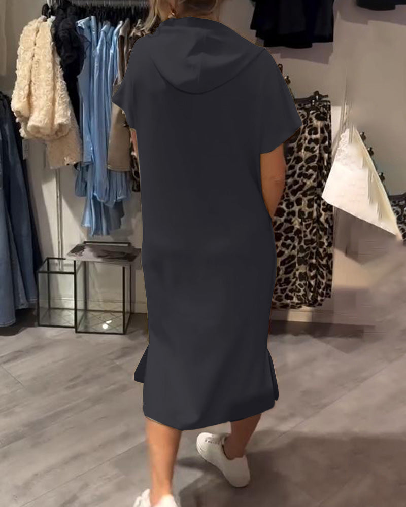 Bridget | Women's Longline Casual Hoodie Midi Dress with Drawstring