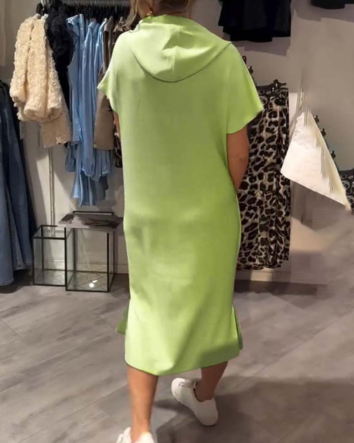 Bridget | Women's Longline Casual Hoodie Midi Dress with Drawstring