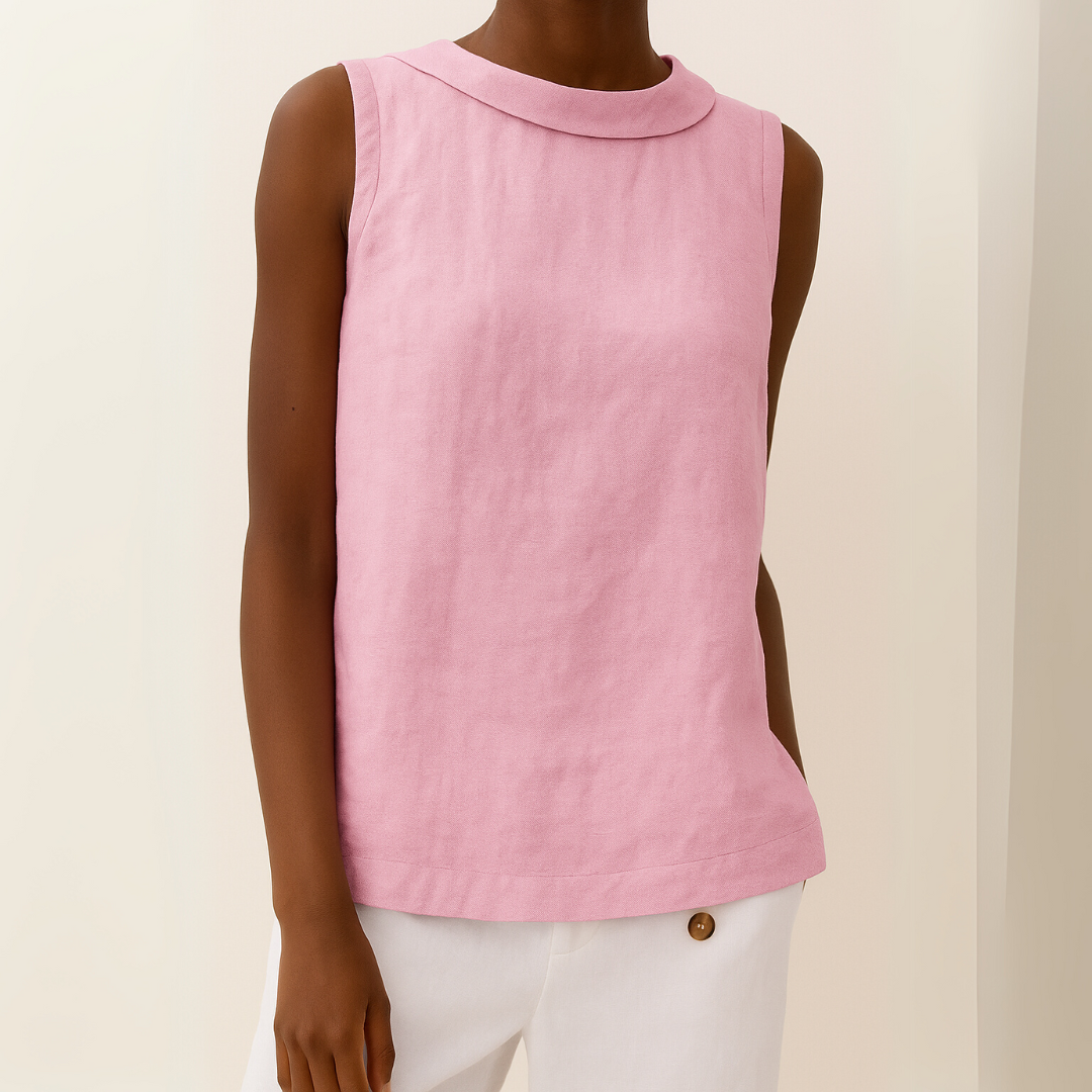 Maria | Women's Longline Stylish Sleeveless Top with Elegant Roll Collar