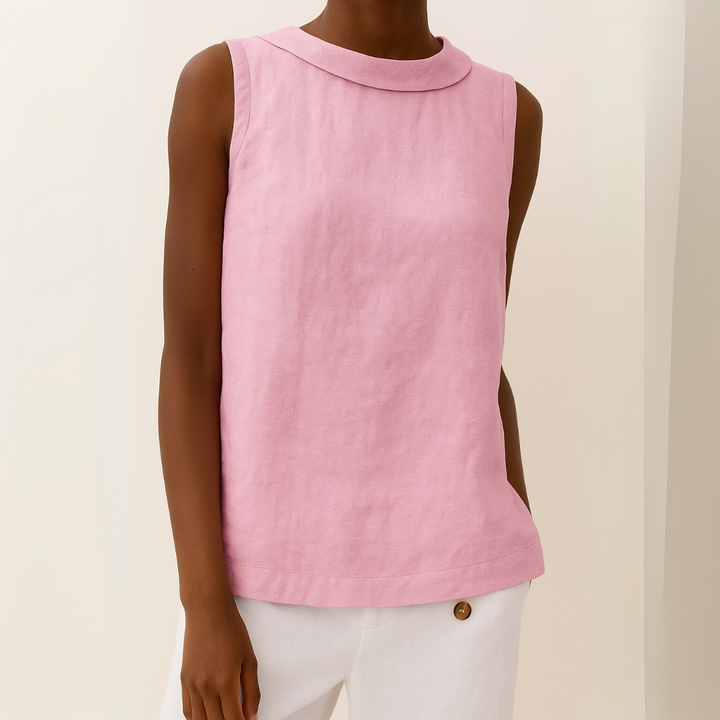 Maria | Women's Longline Stylish Sleeveless Top with Elegant Roll Collar