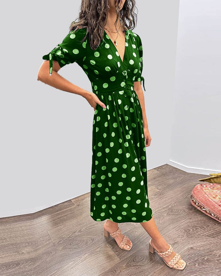 Bellamy | Women's Polka Dots V-Neck Midi Dress