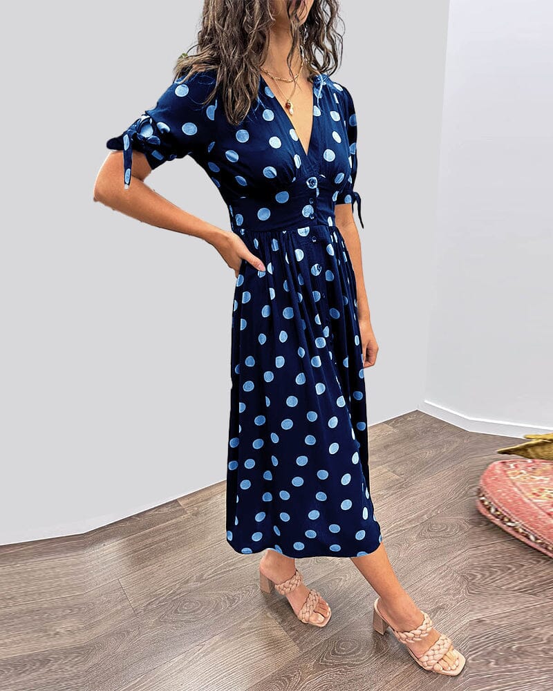 Bellamy | Women's Polka Dots V-Neck Midi Dress