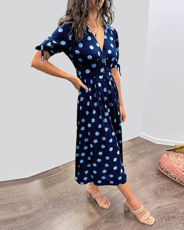 Bellamy | Women's Polka Dots V-Neck Midi Dress