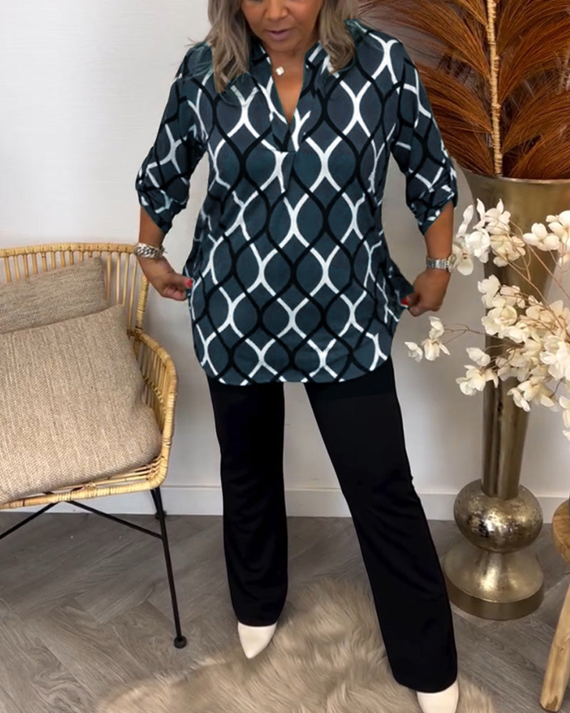 Amelia | Women's Casual Patterned Long Sleeve Blouse