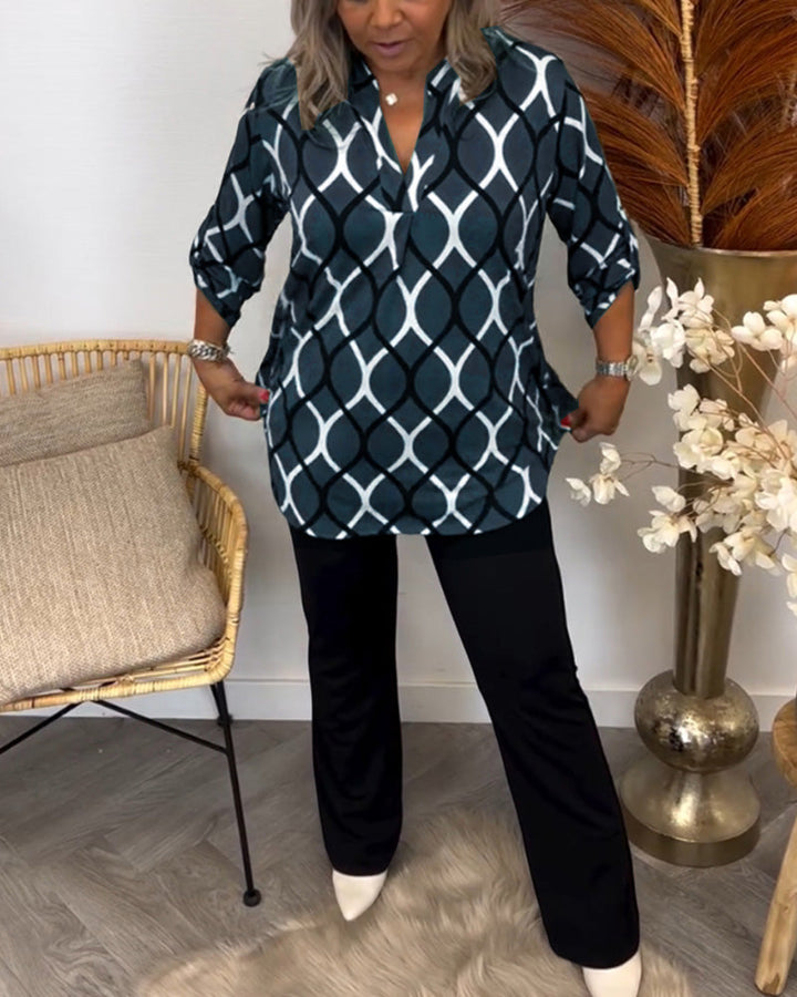 Amelia | Women's Casual Patterned Long Sleeve Blouse