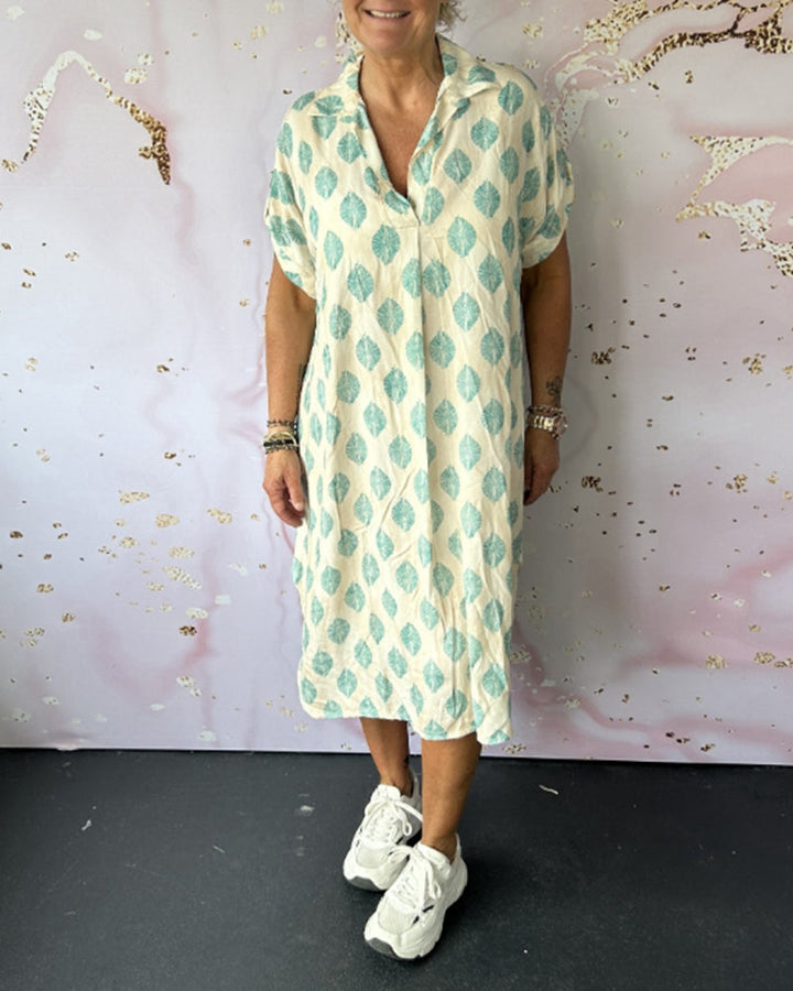 Dinie | Women's Loose Spring Midi Dress with Side Slit