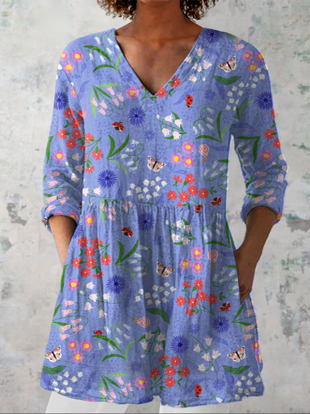 Aline | Women's Longline Long Blouse with V-Neck