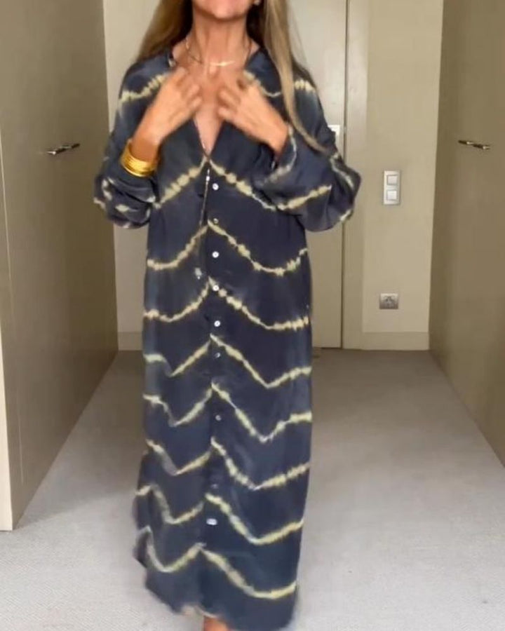 Bella | Women's Boho Stripe Long Sleeve Maxi Dress