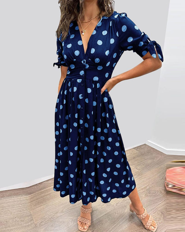 Bellamy | Women's Polka Dots V-Neck Midi Dress