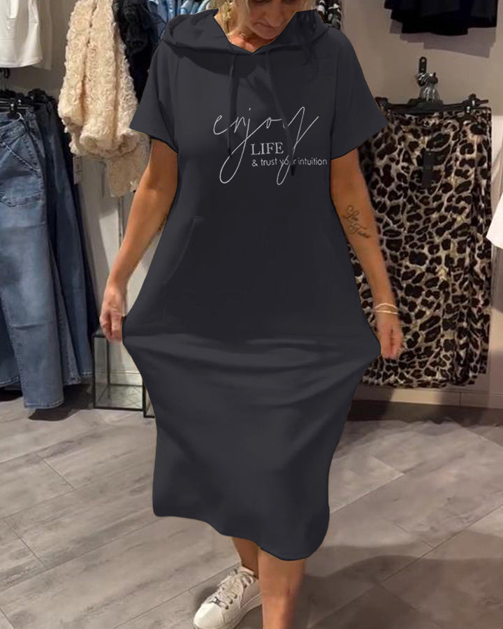 Bridget | Women's Longline Casual Hoodie Midi Dress with Drawstring