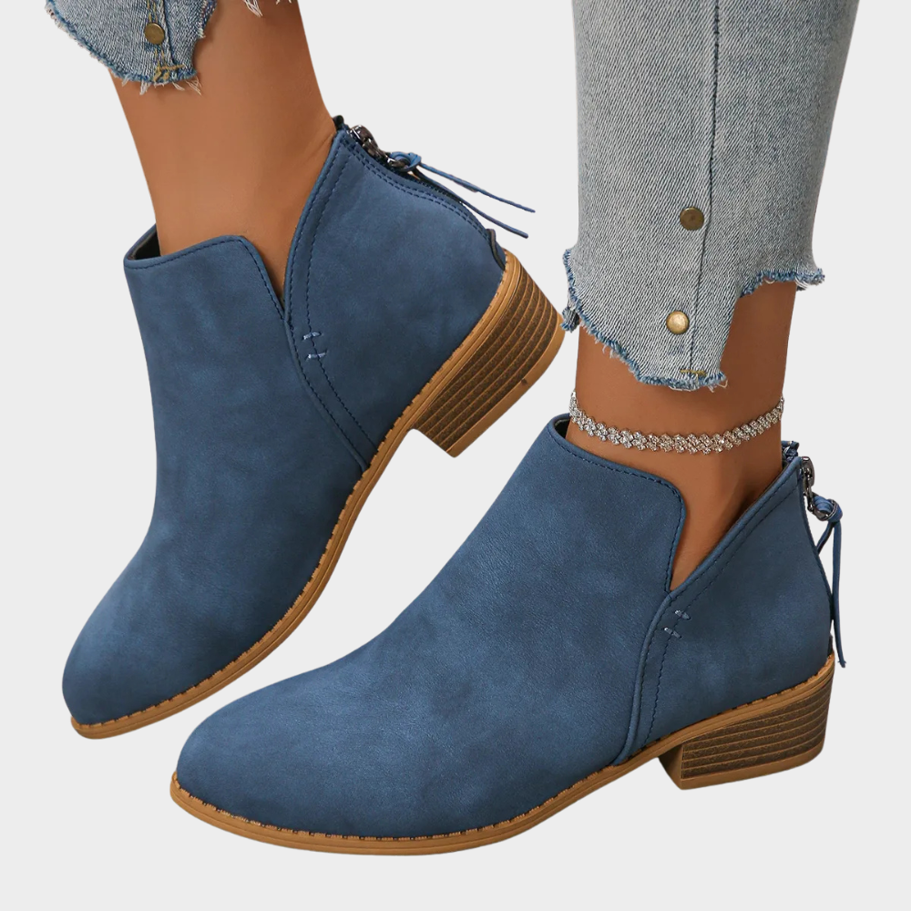 Oakley | Women's Cushioned Zip Low Heel Ankle Boots
