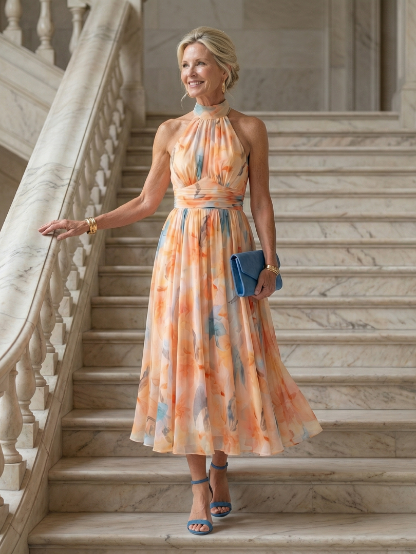 Elin | Women's Soft Halter Midi Dress