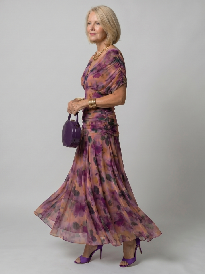 Calen | Women's Elegant Off-Shoulder Midi Dress with Flowing Design