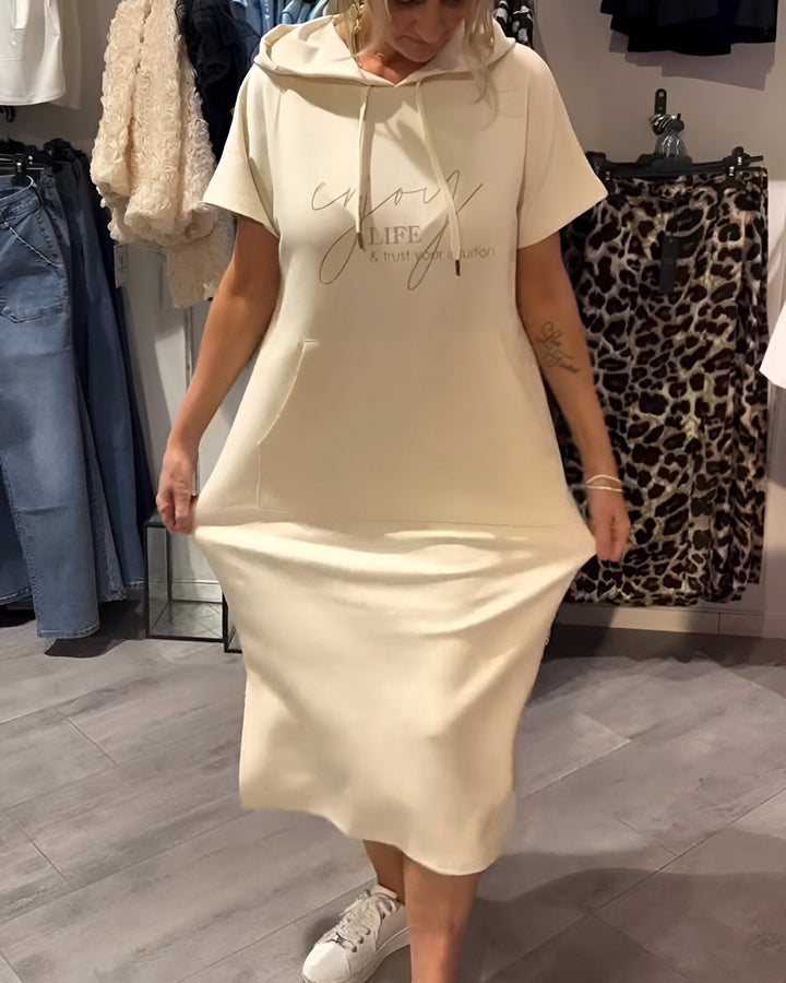 Bridget | Women's Longline Casual Hoodie Midi Dress with Drawstring