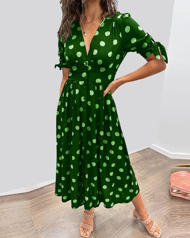 Bellamy | Women's Polka Dots V-Neck Midi Dress