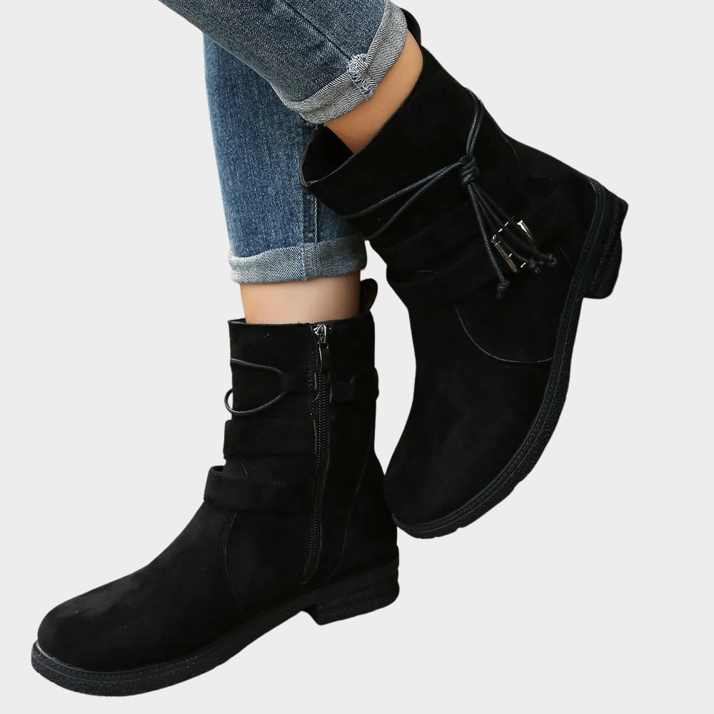 Delaney | Women's Cushioned Buckle Low Heel Ankle Boots