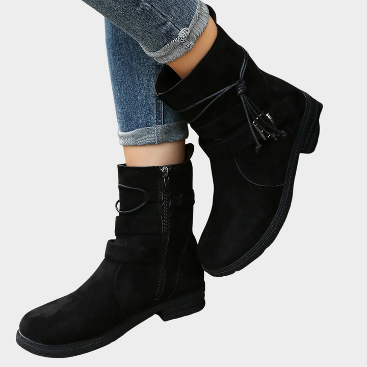 Delaney | Women's Cushioned Buckle Low Heel Ankle Boots