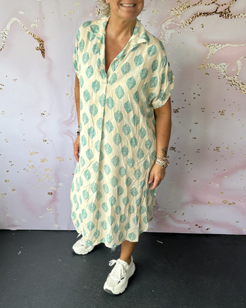 Dinie | Women's Loose Spring Midi Dress with Side Slit