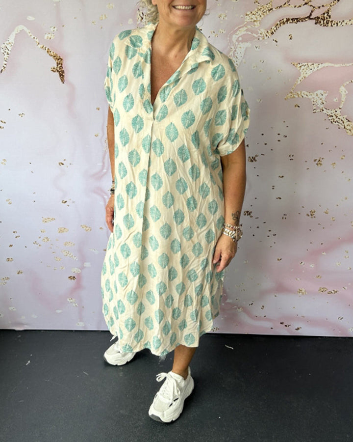 Dinie | Women's Loose Spring Midi Dress with Side Slit
