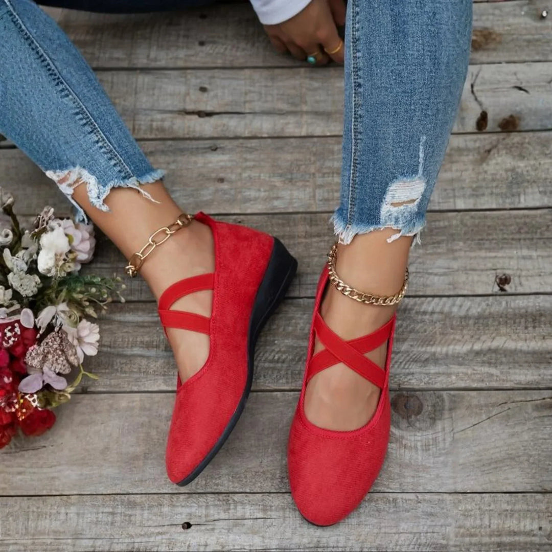 Angel | Women's Cushioned Slip-On Comfortable Closed Wedge Flats