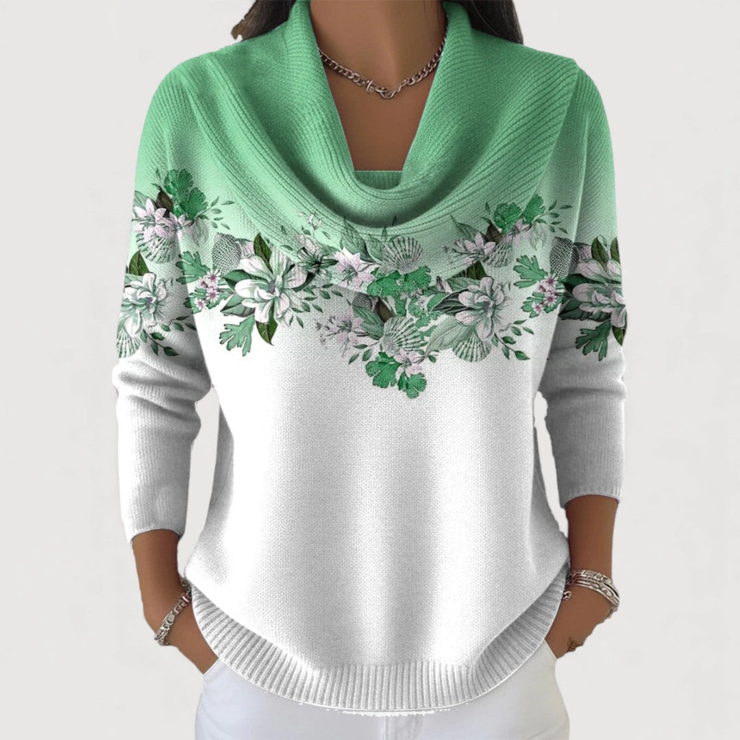 Alora | Women's Floral Print Cowl Neck Jumper