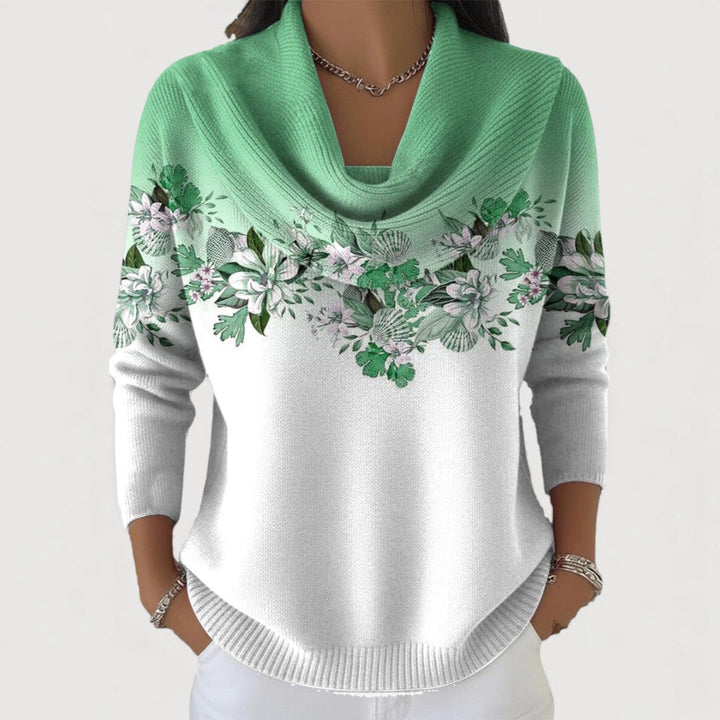 Alora | Women's Floral Print Cowl Neck Jumper