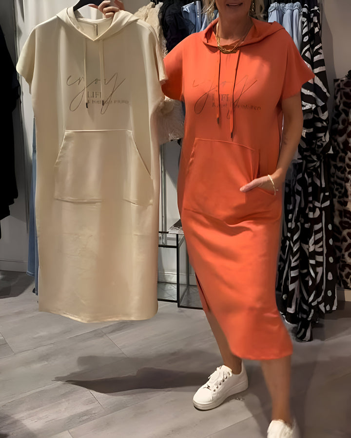 Bridget | Women's Longline Casual Hoodie Midi Dress with Drawstring