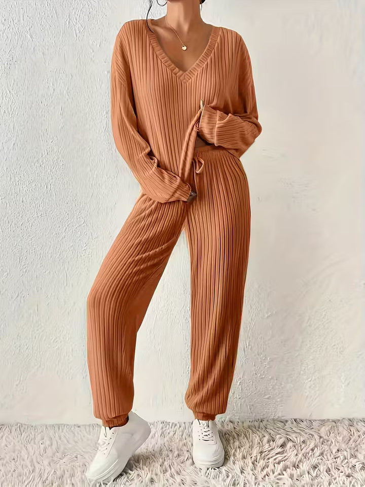 Anja | Women's Relaxed Cozy V-Neck Two-Piece Set