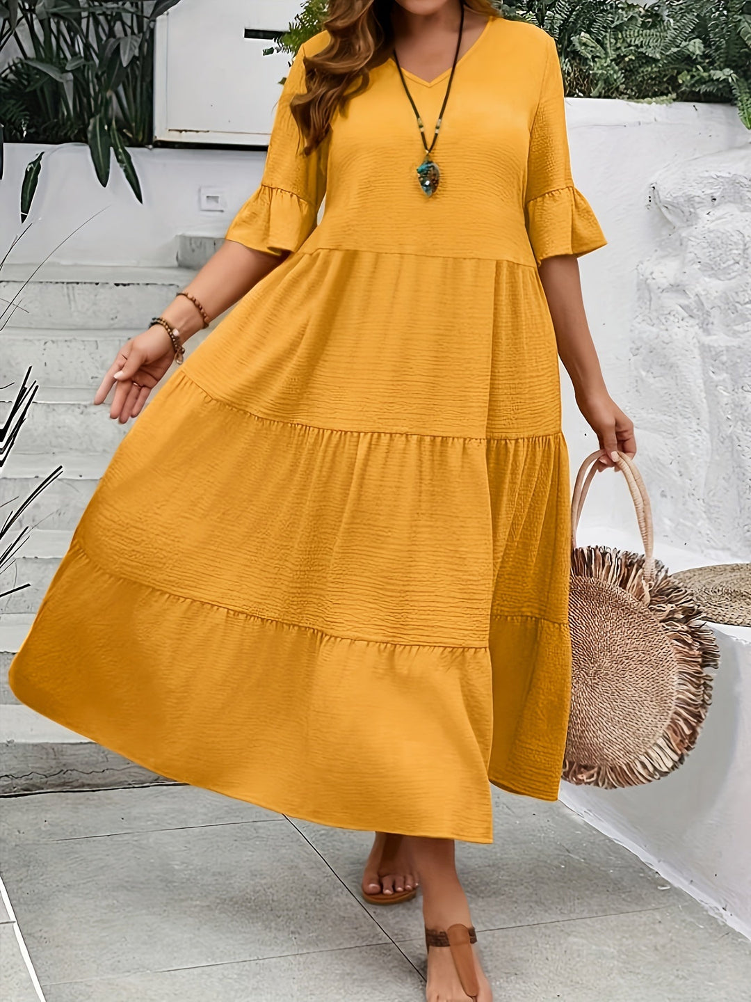 Avelisse | Women's Graceful Flowy Maxi Dress with Ruffle Detail