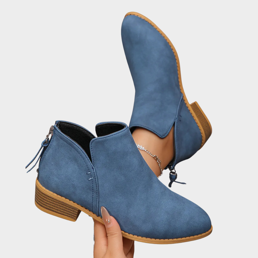 Oakley | Women's Cushioned Zip Low Heel Ankle Boots
