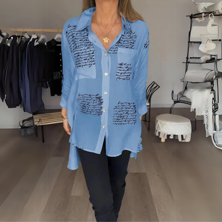Callista | Women's Longline Handwritten Button-Up Shirt