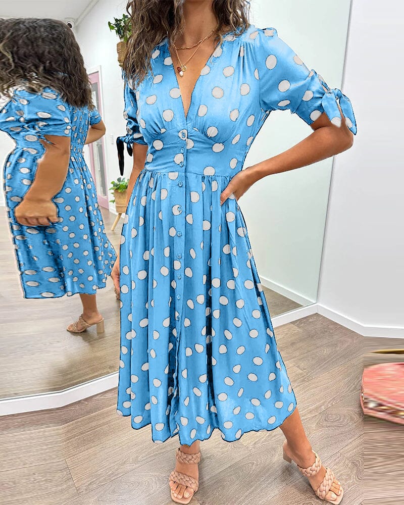 Bellamy | Women's Polka Dots V-Neck Midi Dress