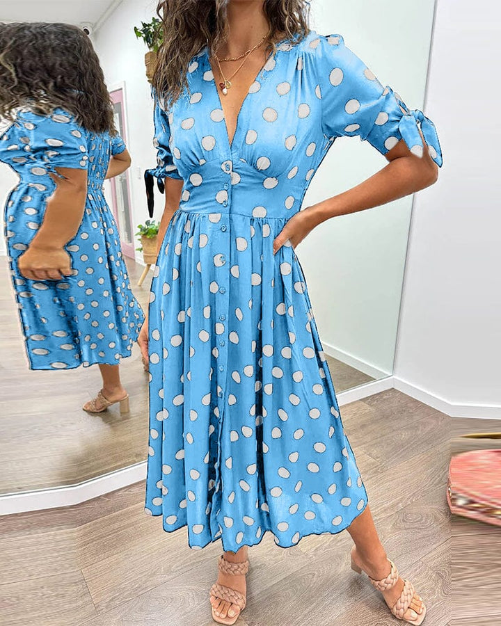 Bellamy | Women's Polka Dots V-Neck Midi Dress