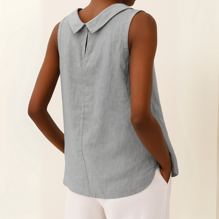 Maria | Women's Longline Stylish Sleeveless Top with Elegant Roll Collar