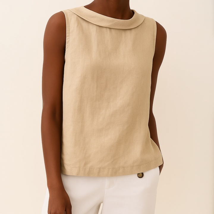 Maria | Women's Longline Stylish Sleeveless Top with Elegant Roll Collar