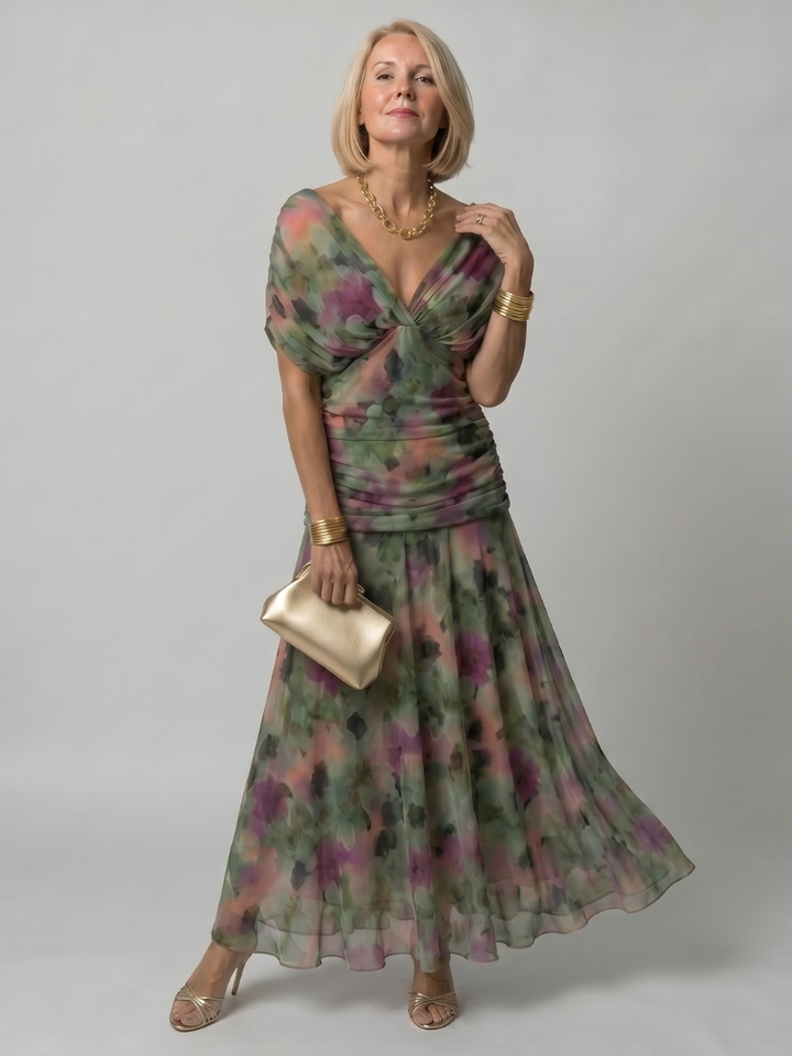 Calen | Women's Elegant Off-Shoulder Midi Dress with Flowing Design