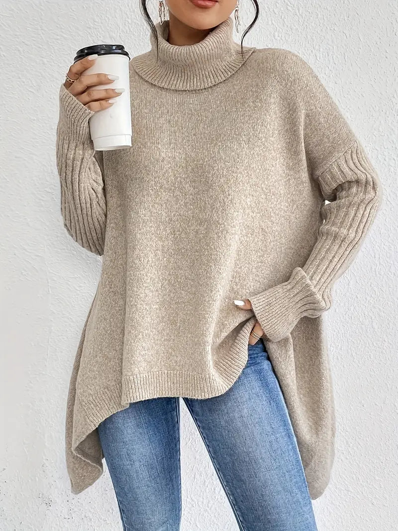 Bridgette | Women's Longline Comfy Long Turtleneck Jumper