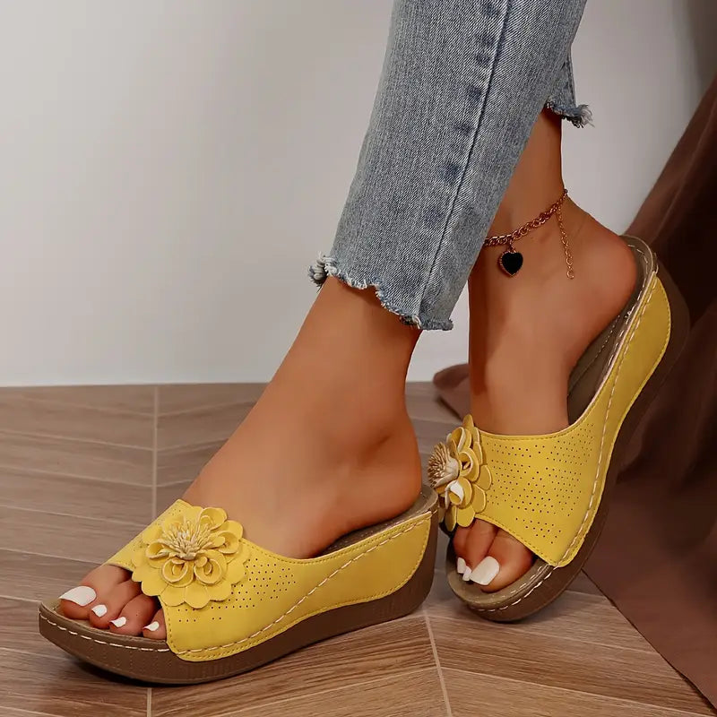 Belle | Women's Cushioned Open-Toe Floral Orthopedic Sandals with Arch Support
