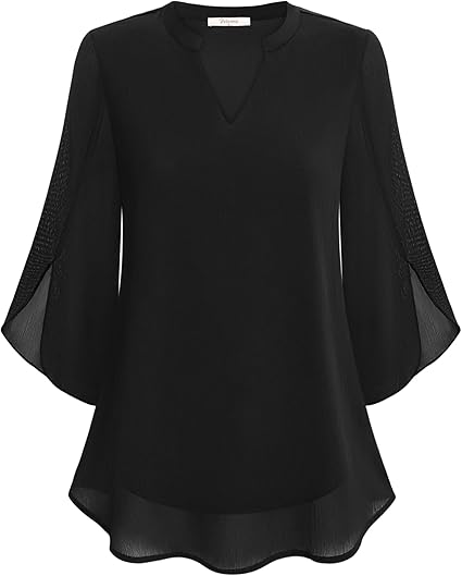 Annelyn | Women's Luxe Layered Blouse with V-Neck and 3/4 Sleeve