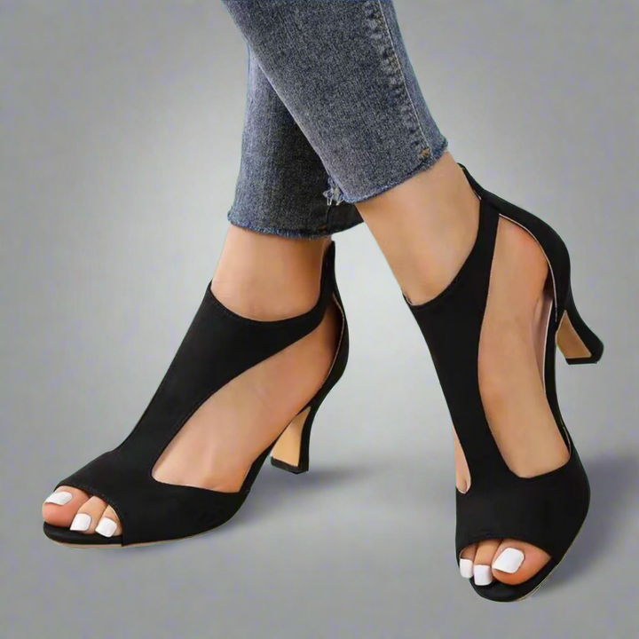 Annelie | Women's Open-Toe Premium Stiletto Sandals with Zipper