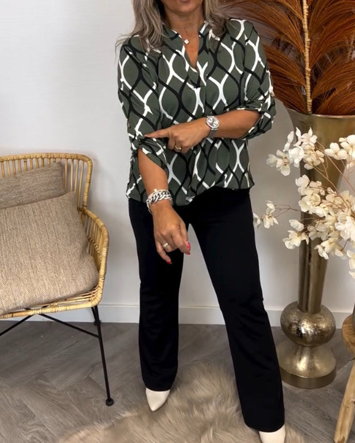Amelia | Women's Casual Patterned Long Sleeve Blouse