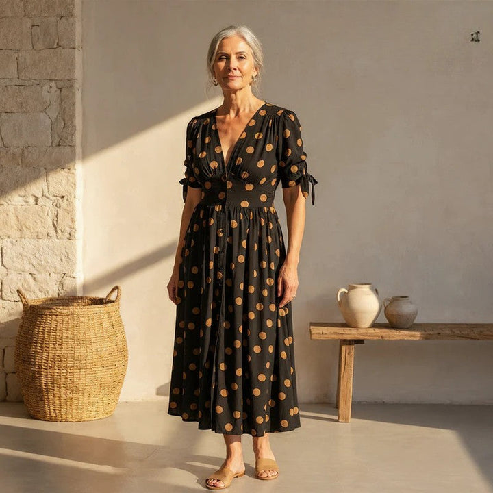 Bellamy | Women's Polka Dots V-Neck Midi Dress