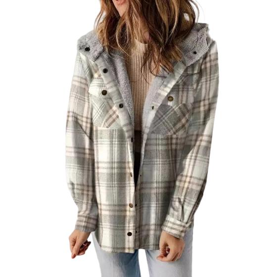 Amelia | Women's Hooded Plaid Flannel Jacket for Fall and Winter