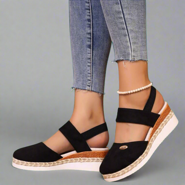 Gitta | Women's Cushioned Open-Toe Plus-Size Wedge Heels, Comfortable and Versatile