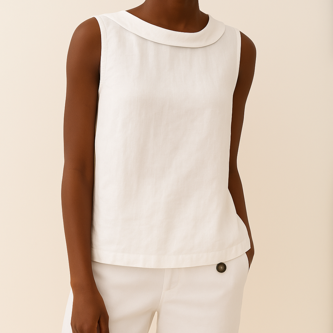 Maria | Women's Longline Stylish Sleeveless Top with Elegant Roll Collar