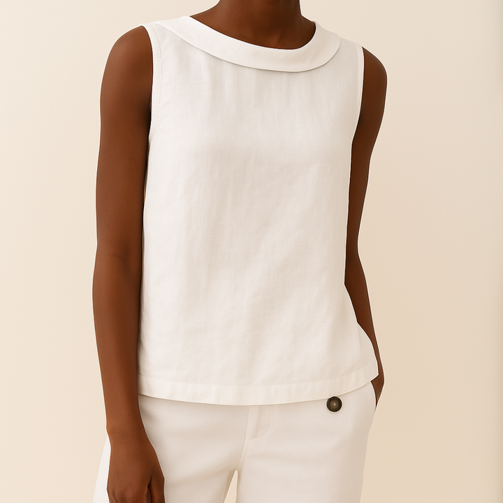 Maria | Women's Longline Stylish Sleeveless Top with Elegant Roll Collar
